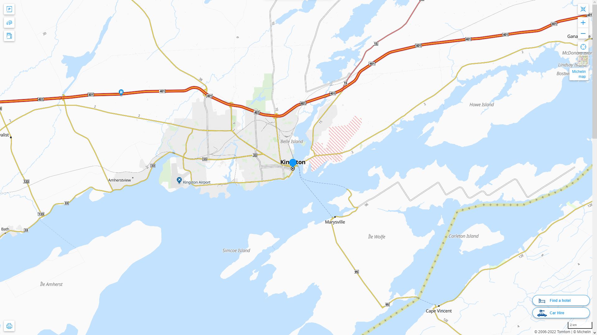 Kingston Canada Autoroute et carte routiere